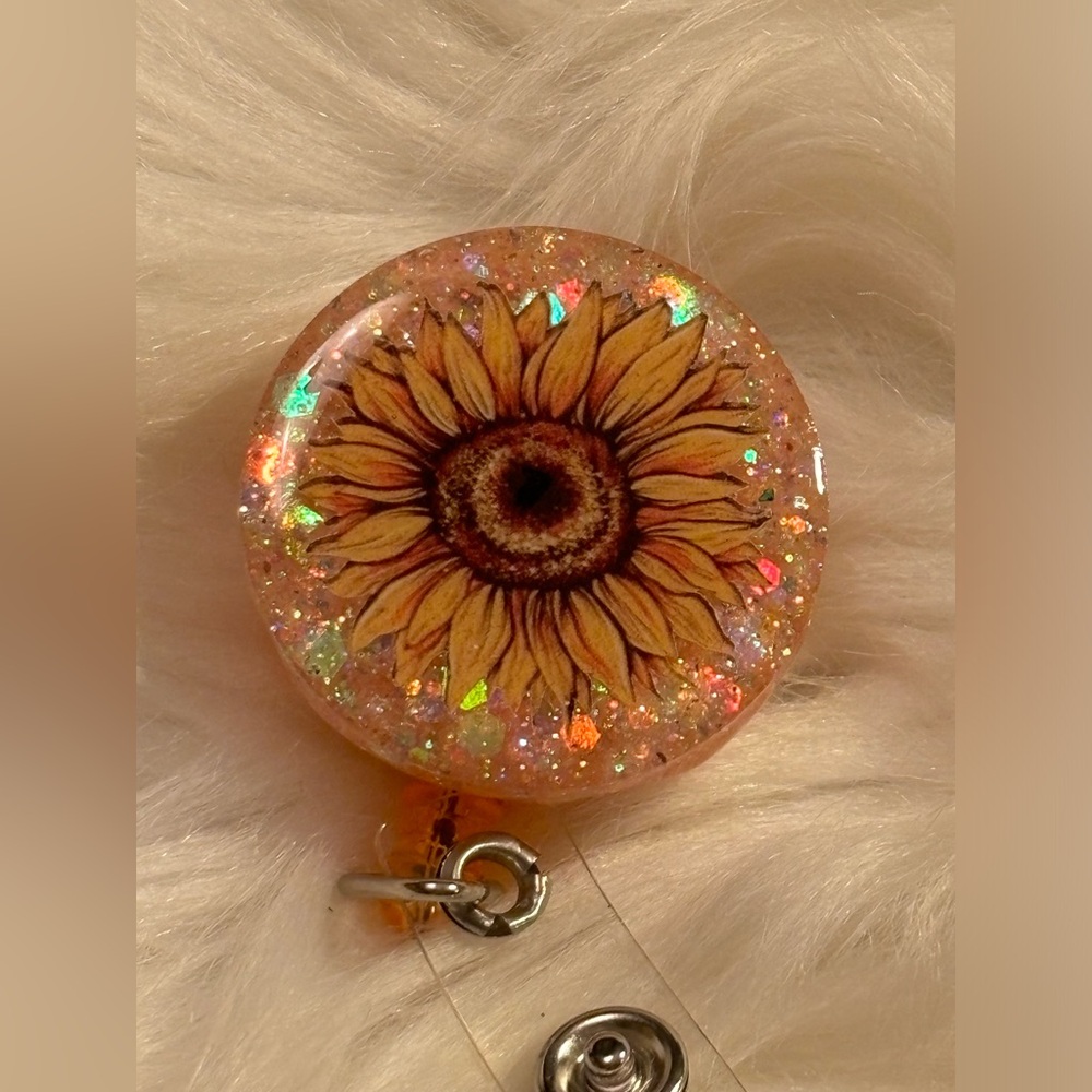 Hand crafted badge reel with clip